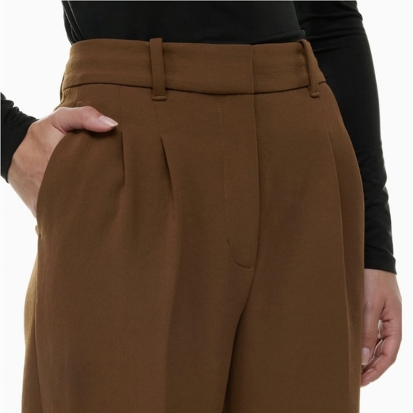 NWT WILFRED Effortless Pants Cognac Brown Wide Leg 00 ARITZIA - Picture 6 of 14